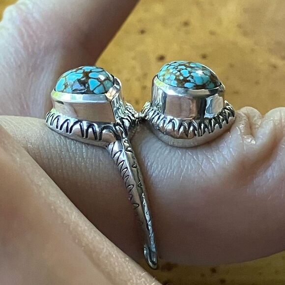 Natural Blue Moon Turquoise Sterling Silver Ring Size 6 - Picture 3 of 9
